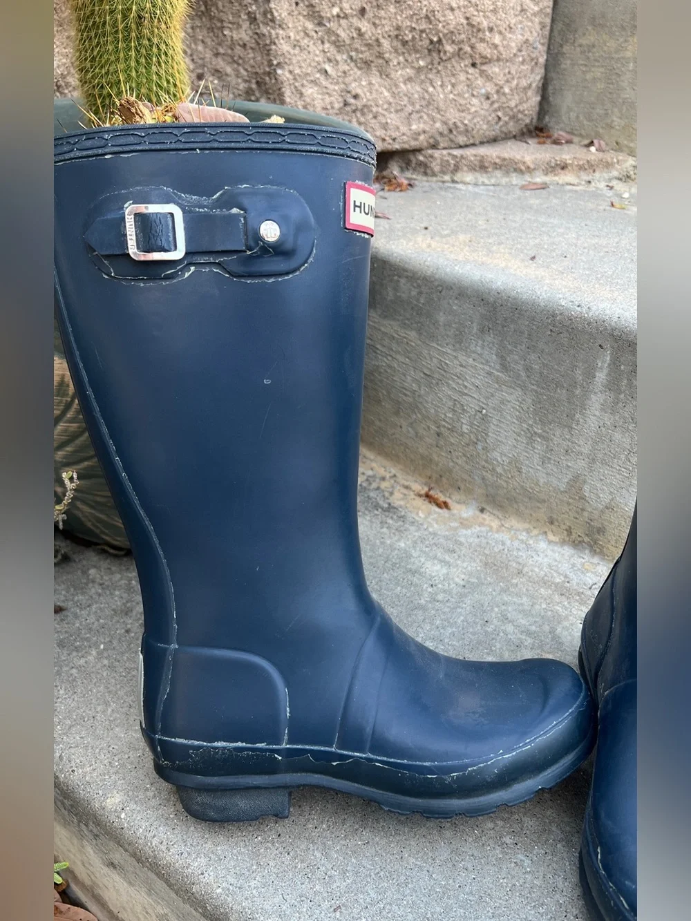 Hunter Navy Blue Kids Rain Boots size 3G/2B